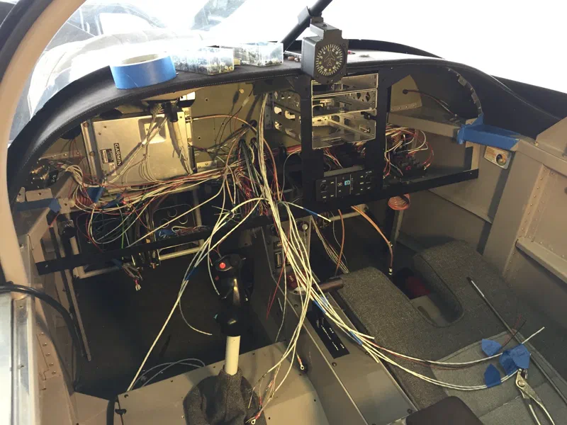 The avionics stack going in, with the autopilot head unit at the bottom