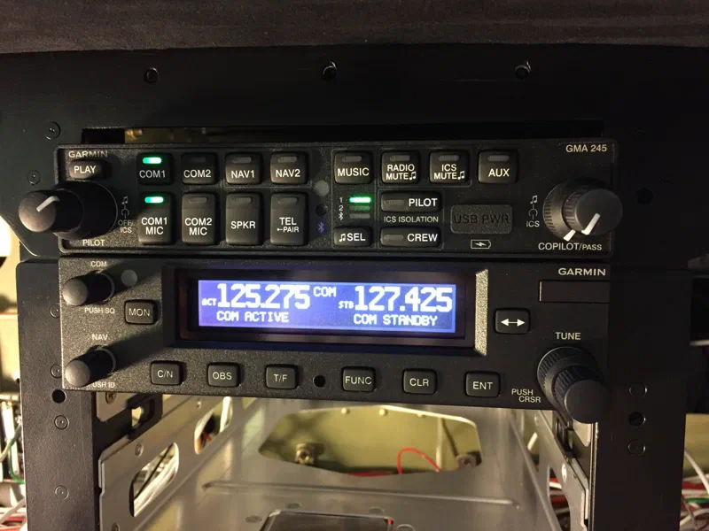 The audio panel and the radio, powered up